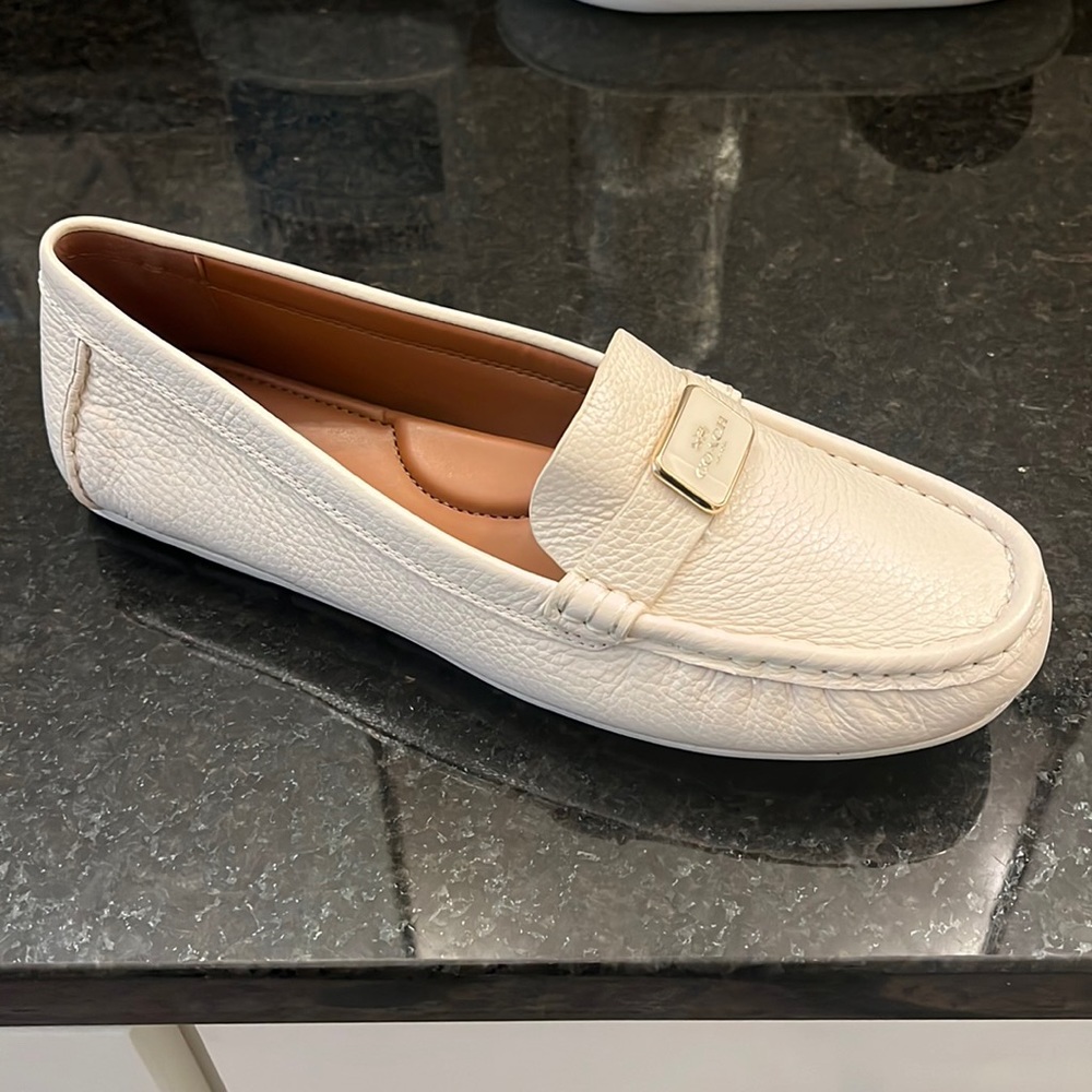 Brand new, genuine leather Coach loafers, off white Size 8.5